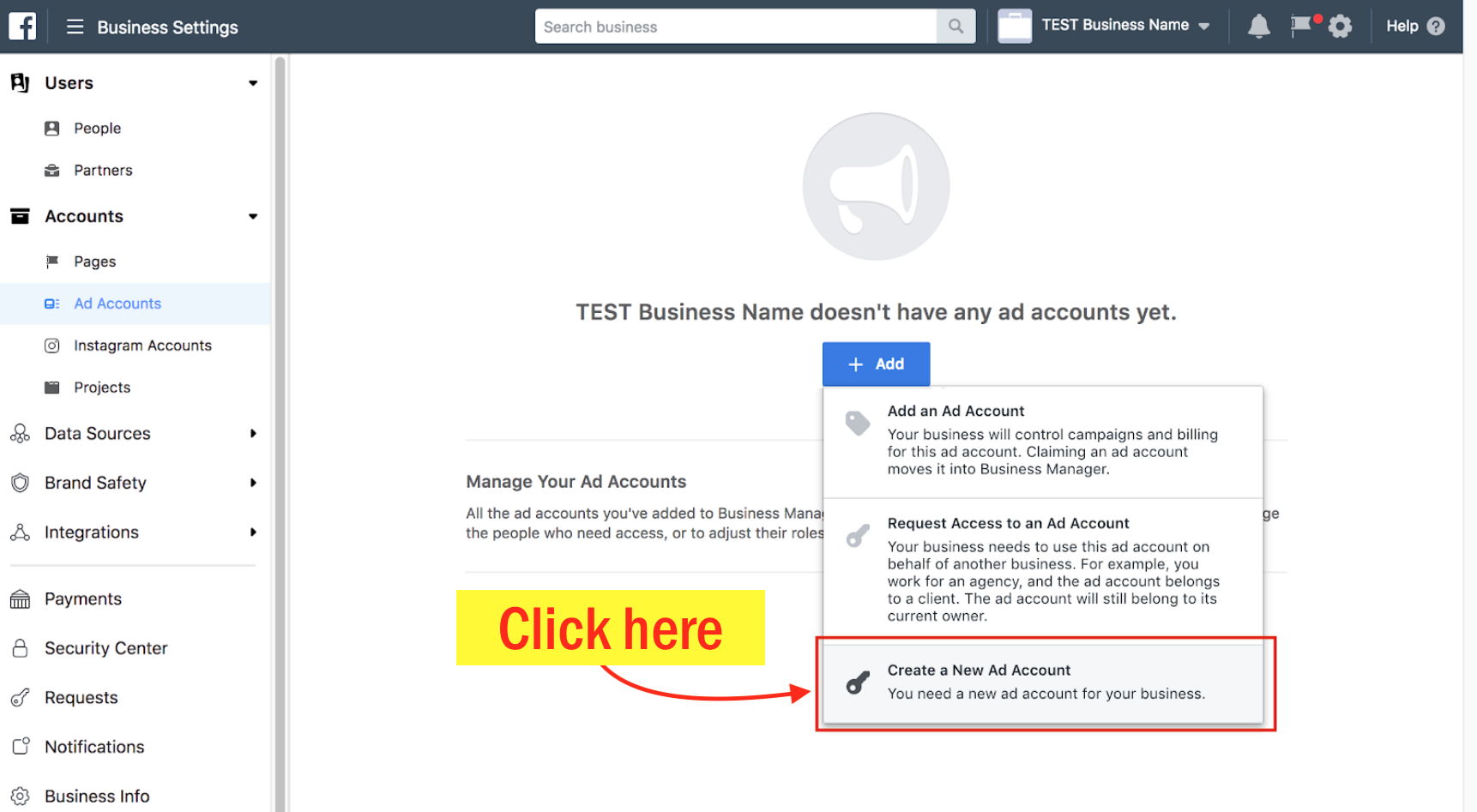 Create a Facebook Ad Account - Step 5 Screenshot