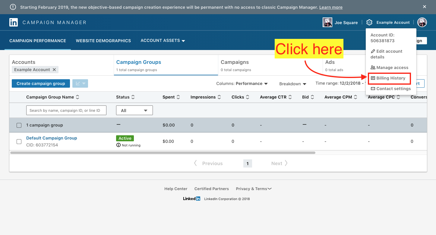 Edit, View, or Add LinkedIn Ads Payment Info - Step 4 Screenshot