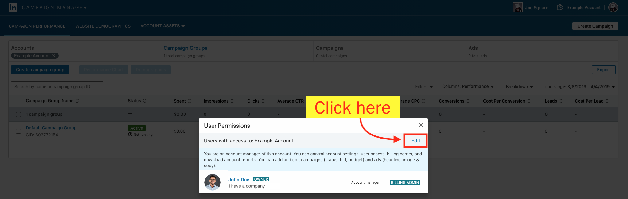 Add a Campaign Manager to Your LinkedIn Ad Account - Step 4 Screenshot