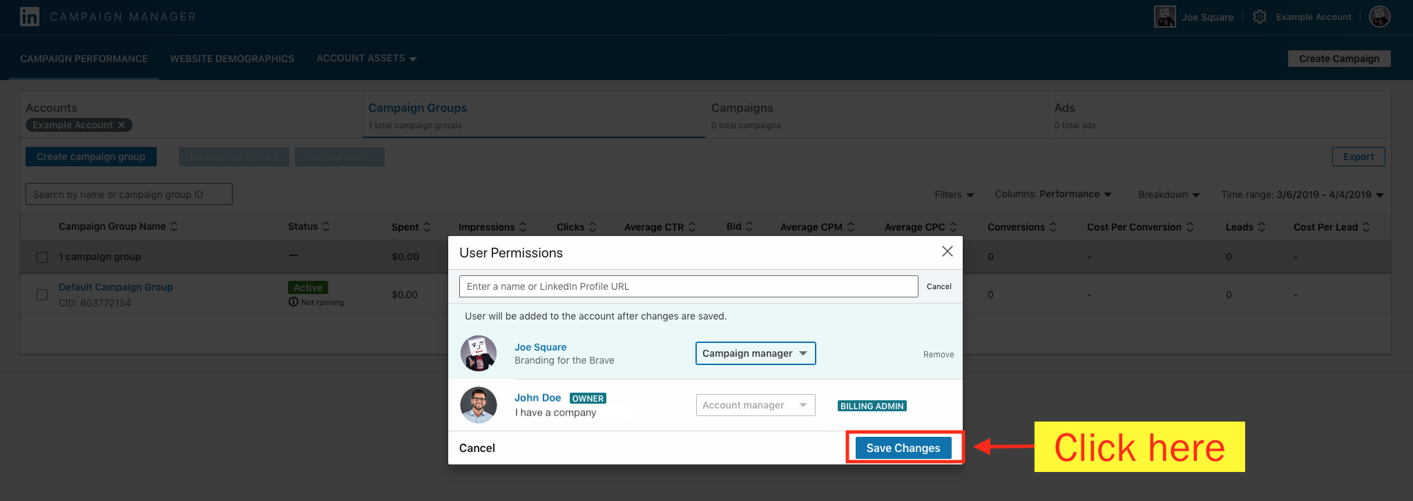 Add a Campaign Manager to Your LinkedIn Ad Account - Step 11 Screenshot