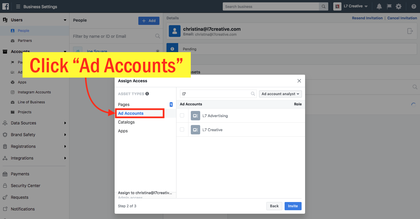 Add an Admin to Your Facebook Ad Account - Step 8 Screenshot
