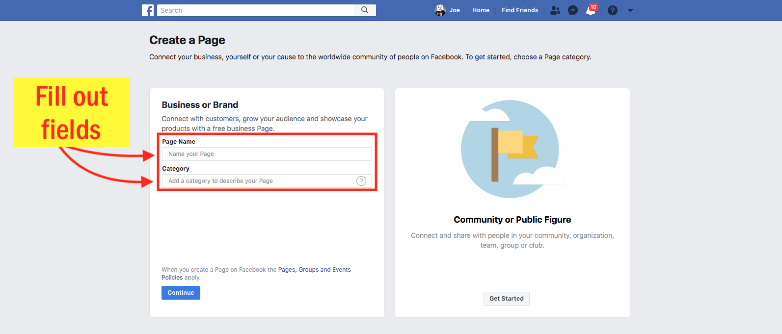 How to Create A Facebook Business Page Step 4 Screenshot