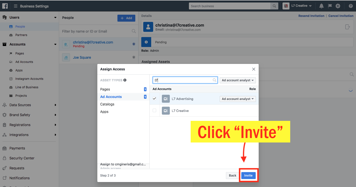 Add an Admin to Your Facebook Ad Account - Step 12 Screenshot