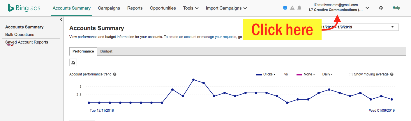 Find Your Bing Ads Customer ID - Step 2 Screenshot