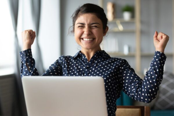 Girl looking successfully at email drip campaigns